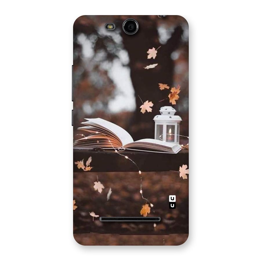Book and Fall Leaves Back Case for Micromax Canvas Juice 3 Q392