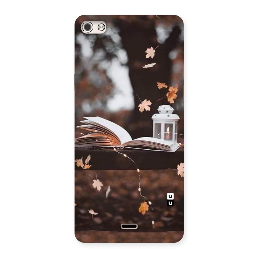 Book and Fall Leaves Back Case for Micromax Canvas Silver 5
