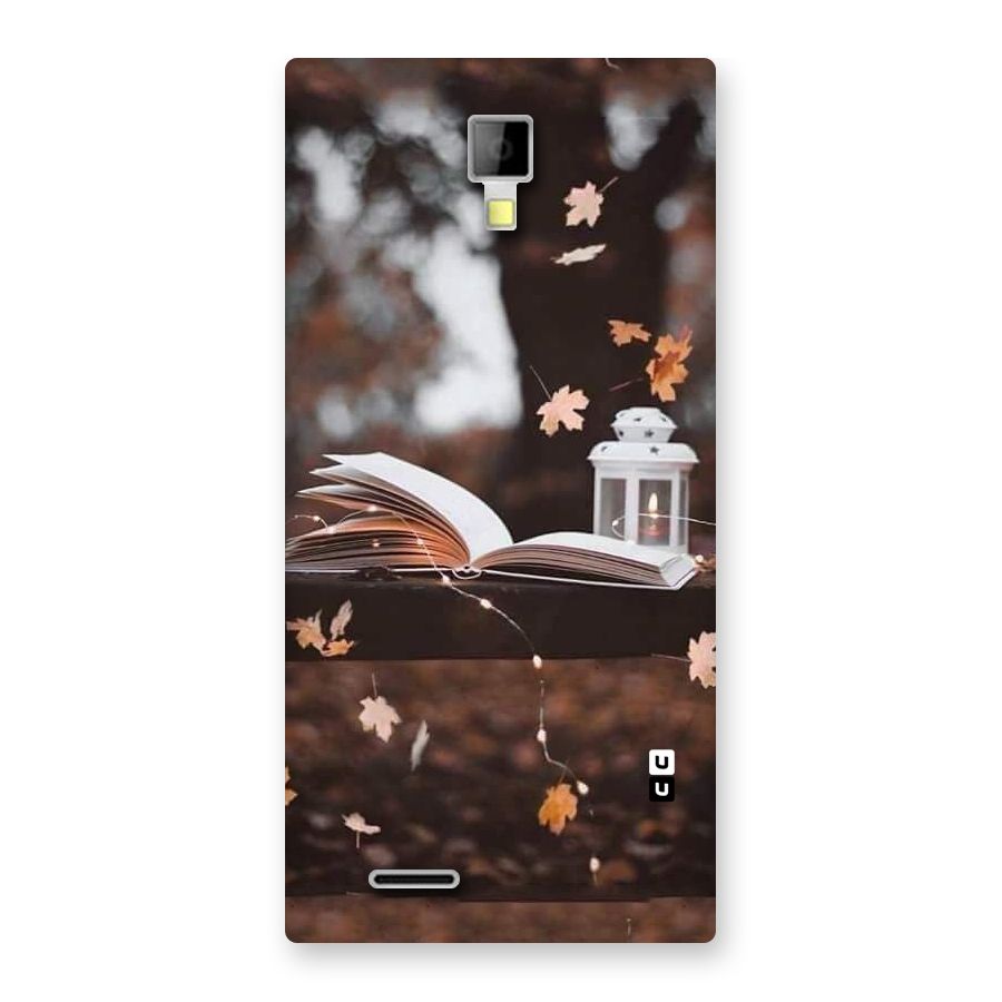 Book and Fall Leaves Back Case for Micromax Canvas Xpress A99