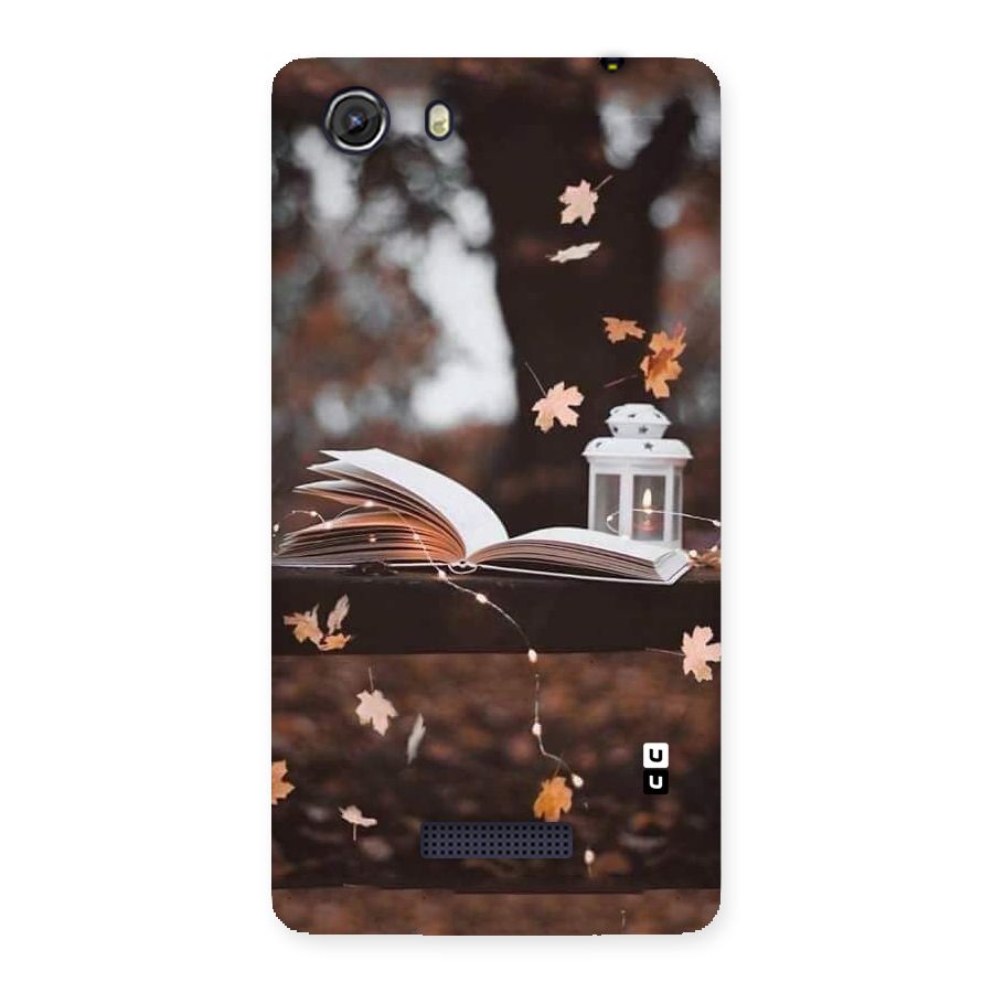 Book and Fall Leaves Back Case for Micromax Unite 3