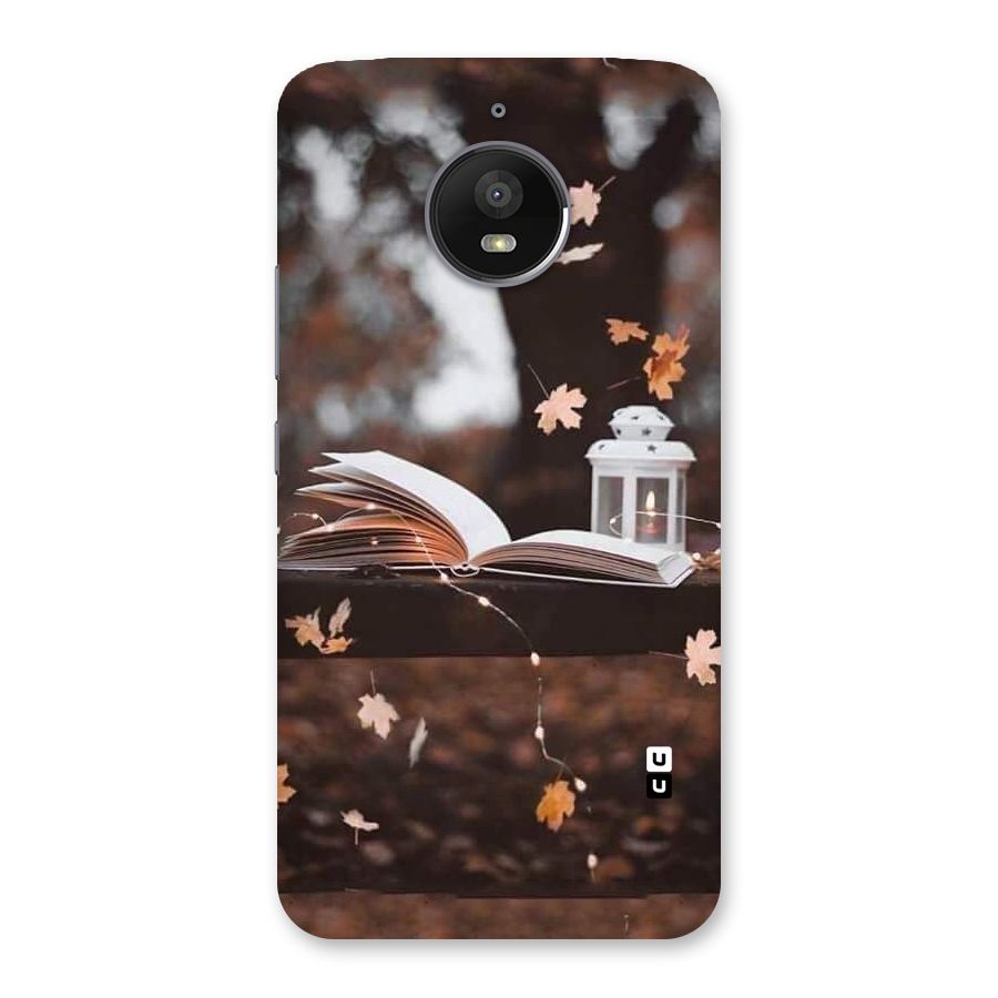 Book and Fall Leaves Back Case for Moto E4 Plus