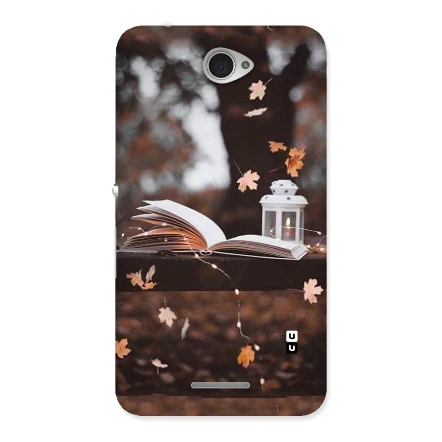 Book and Fall Leaves Back Case for Sony Xperia E4