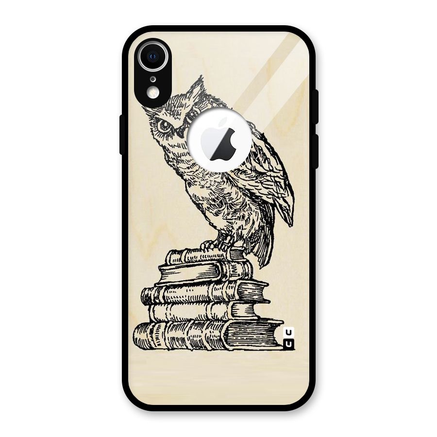 Book Owl Glass Back Case for iPhone XR Logo Cut