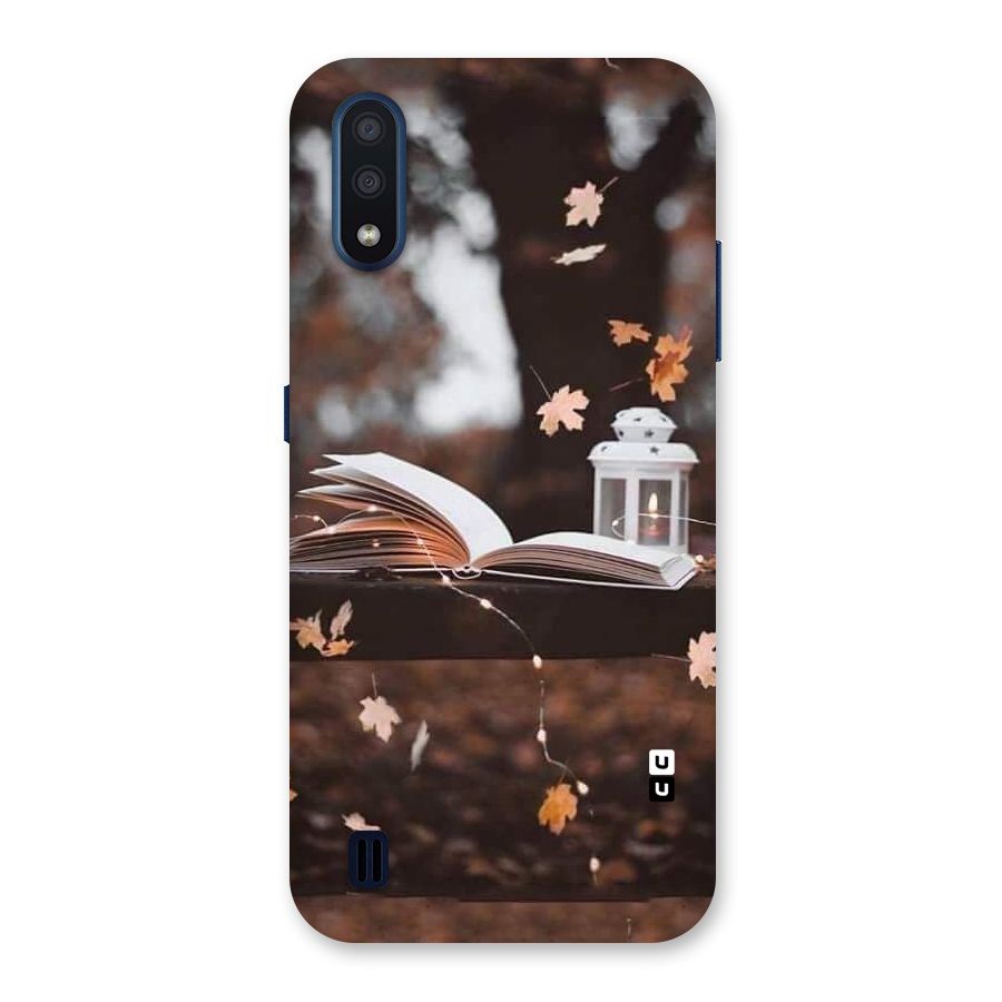 Book and Fall Leaves Back Case for Galaxy M01
