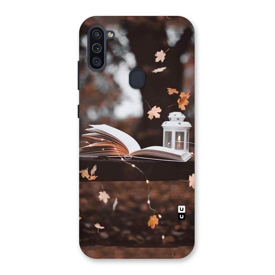 Book and Fall Leaves Back Case for Galaxy M11