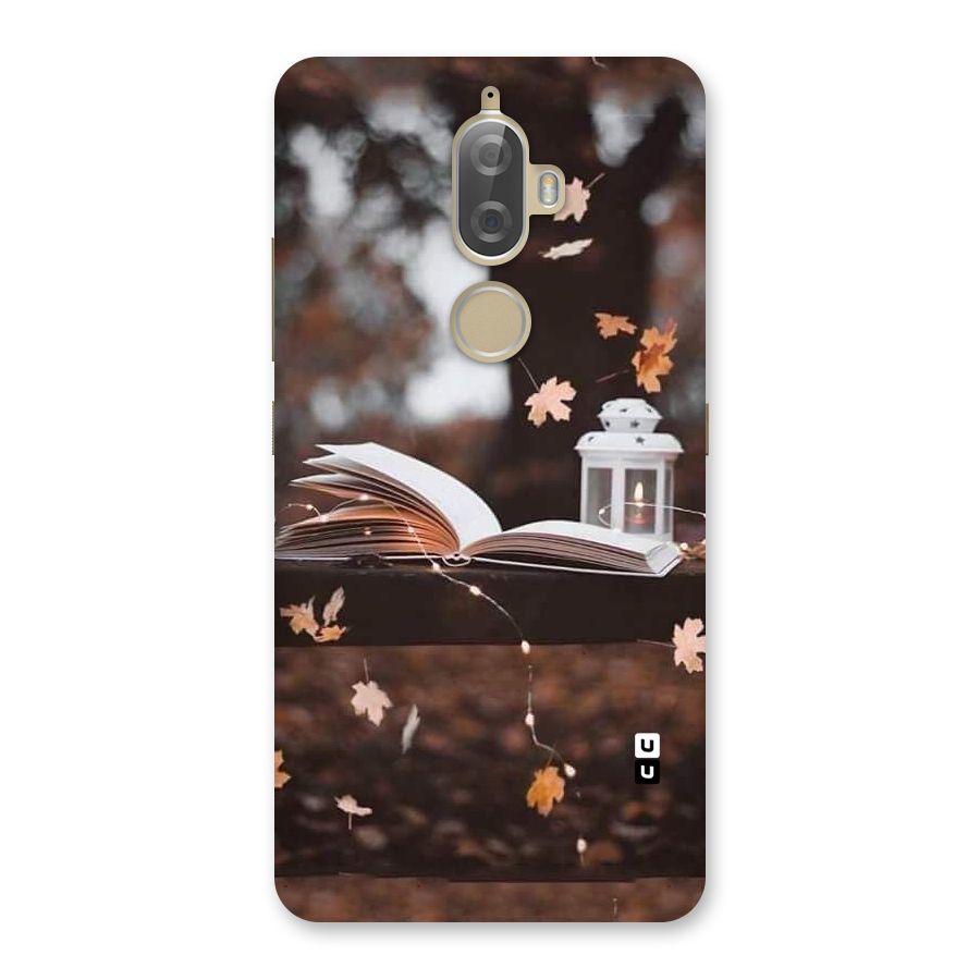 Book and Fall Leaves Back Case for Lenovo K8 Plus