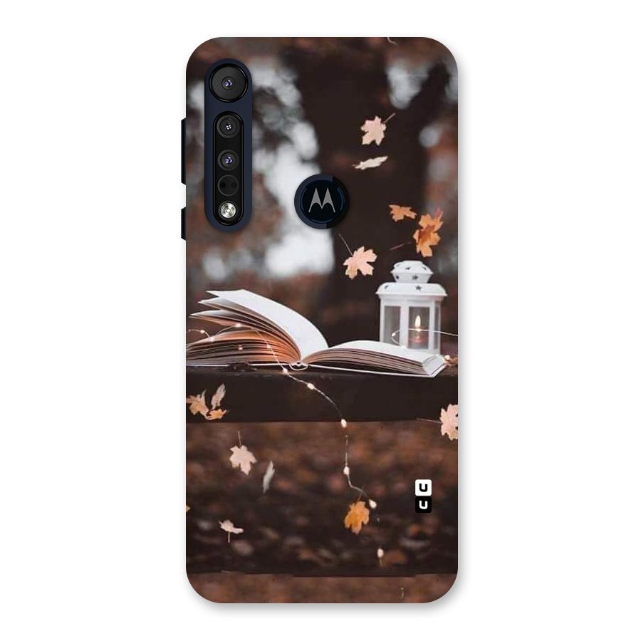 Book and Fall Leaves Back Case for Motorola One Macro