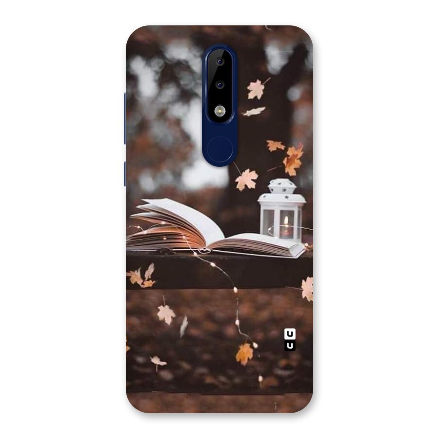 Book and Fall Leaves Back Case for Nokia 5.1 Plus