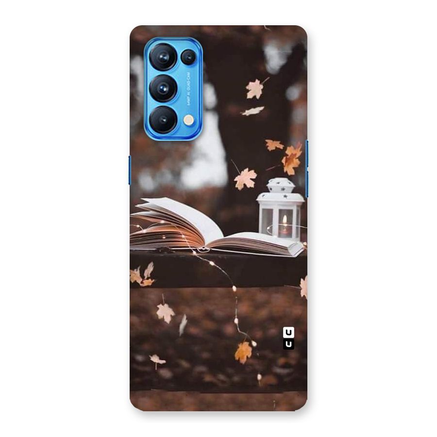 Book and Fall Leaves Back Case for Oppo Reno5 Pro 5G