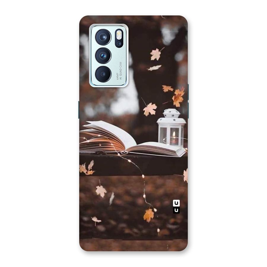 Book and Fall Leaves Back Case for Oppo Reno6 Pro 5G