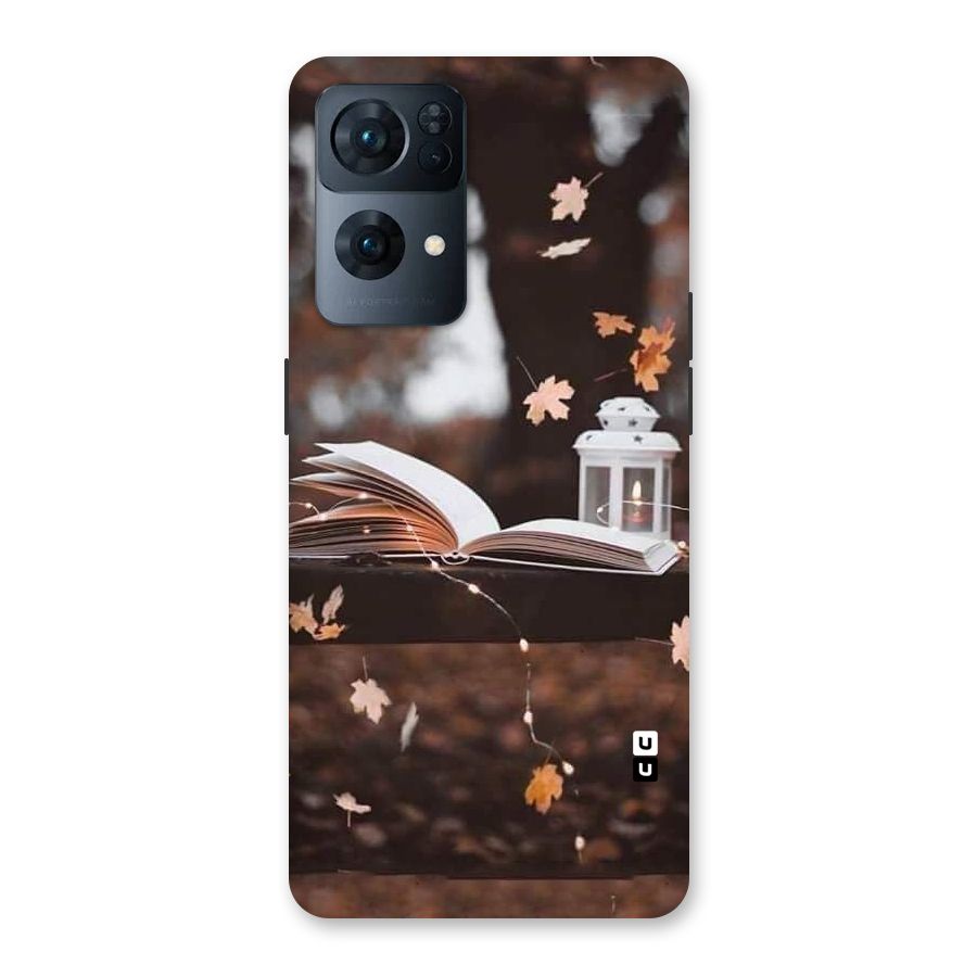 Book and Fall Leaves Back Case for Oppo Reno7 Pro 5G