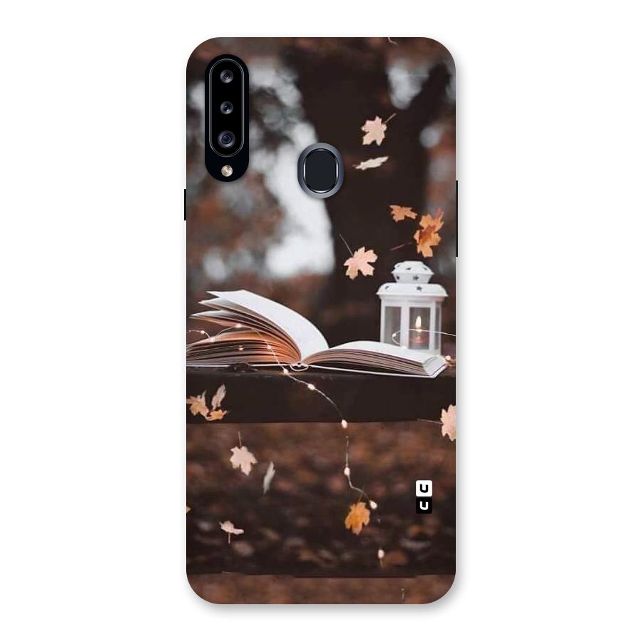 Book and Fall Leaves Back Case for Samsung Galaxy A20s