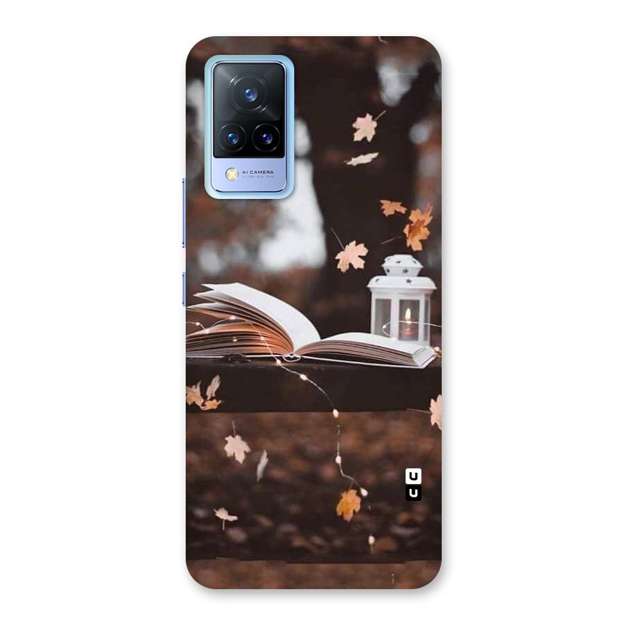 Book and Fall Leaves Back Case for Vivo V21 5G