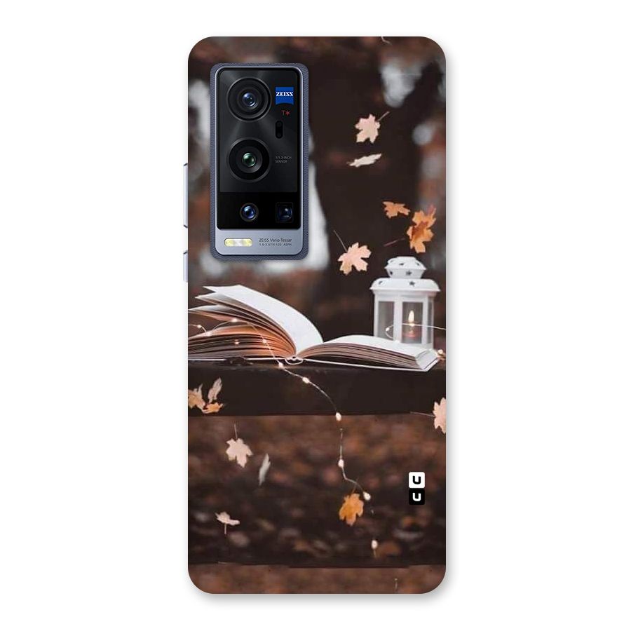 Book and Fall Leaves Back Case for Vivo X60 Pro Plus
