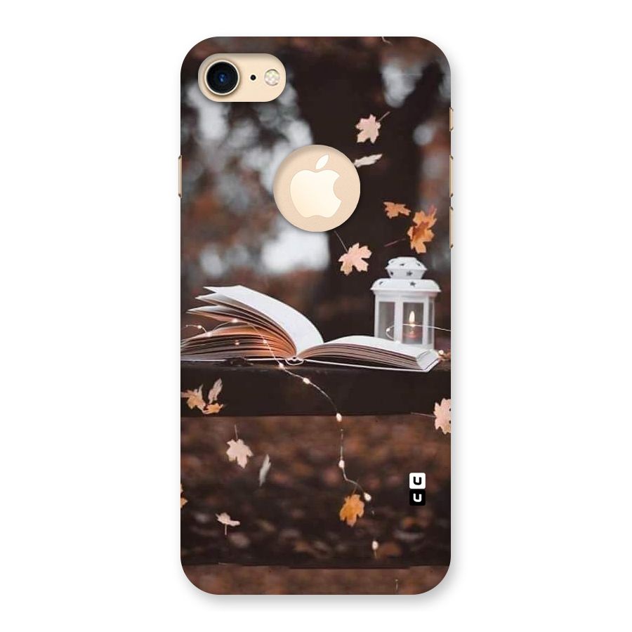Book and Fall Leaves Back Case for iPhone 7 Logo Cut