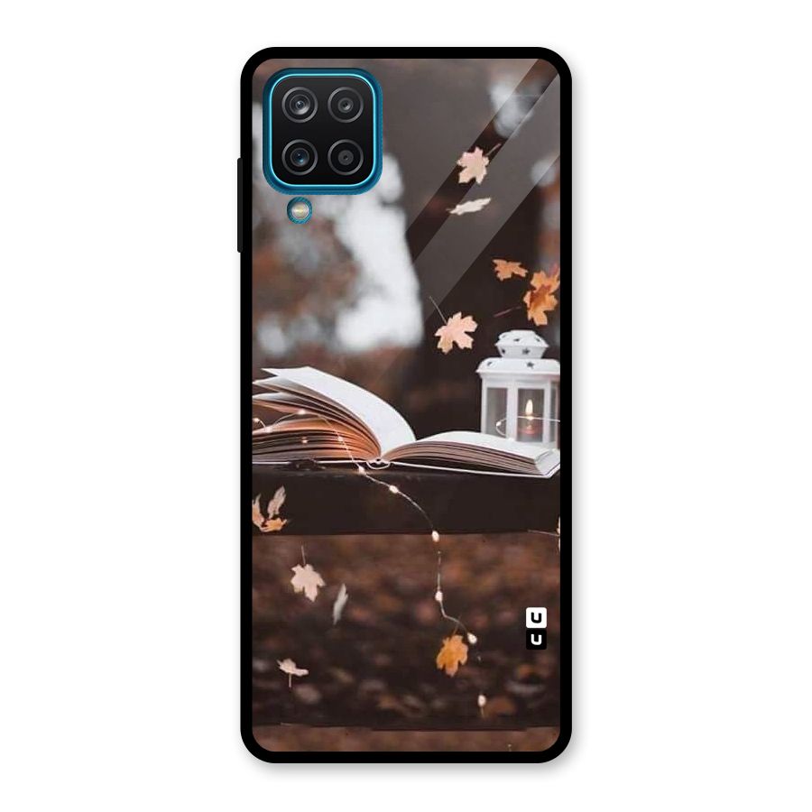 Book and Fall Leaves Glass Back Case for Galaxy A12