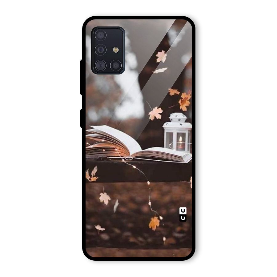 Book and Fall Leaves Glass Back Case for Galaxy A51