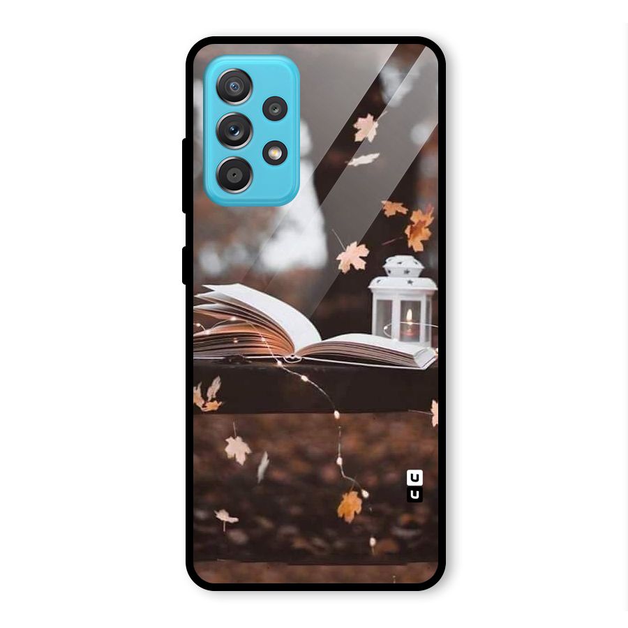 Book and Fall Leaves Glass Back Case for Galaxy A52
