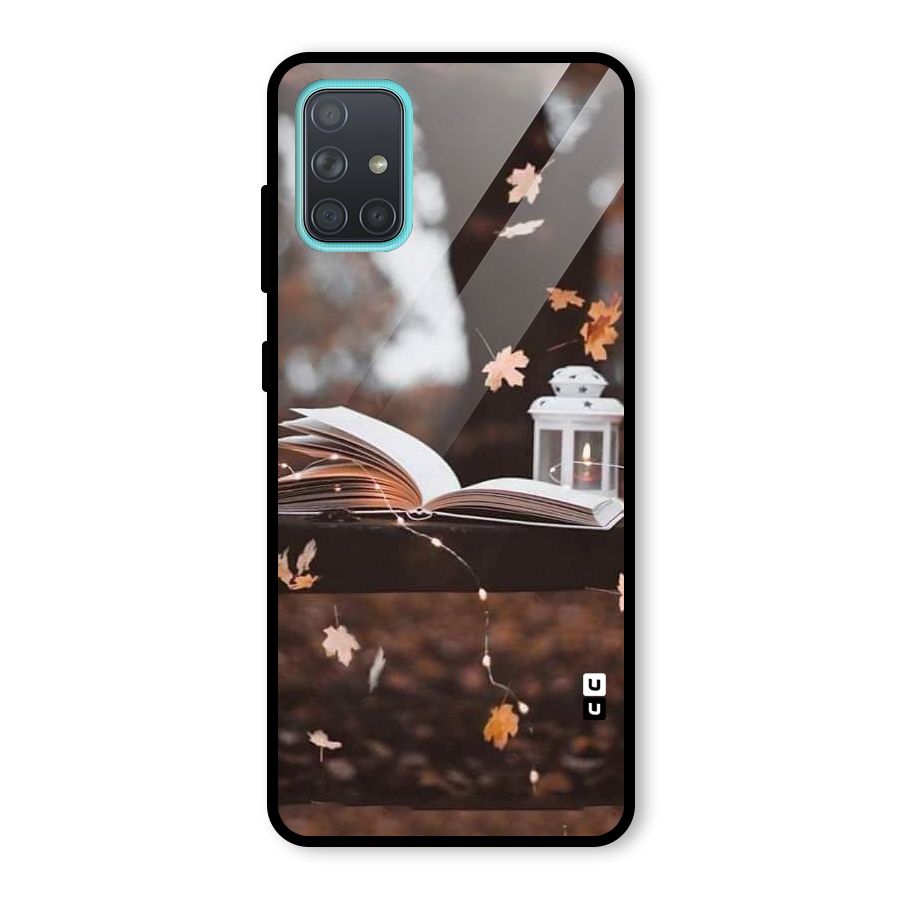 Book and Fall Leaves Glass Back Case for Galaxy A71