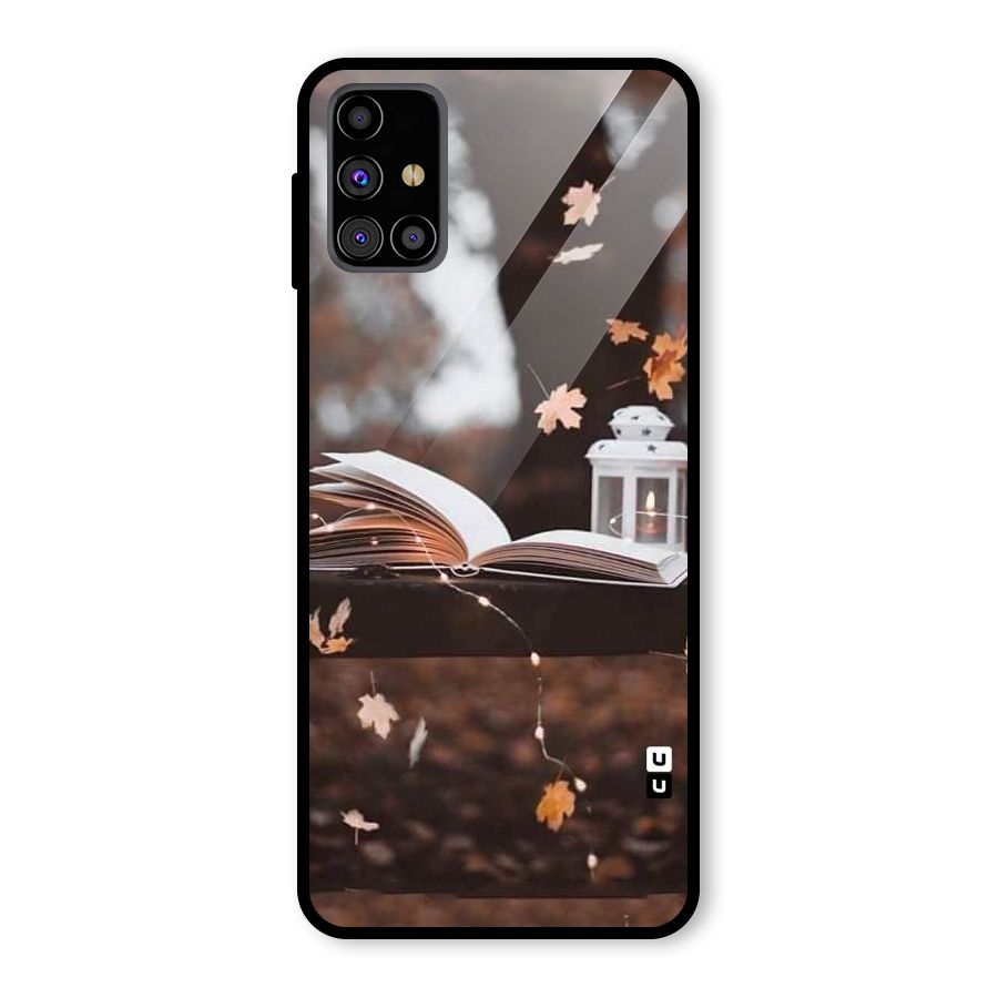 Book and Fall Leaves Glass Back Case for Galaxy M31s