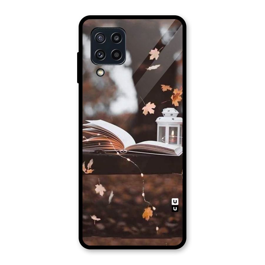 Book and Fall Leaves Glass Back Case for Galaxy M32