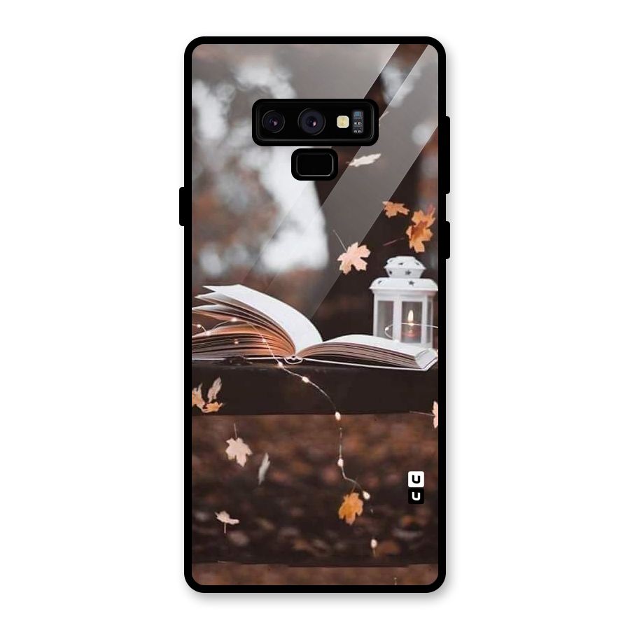 Book and Fall Leaves Glass Back Case for Galaxy Note 9