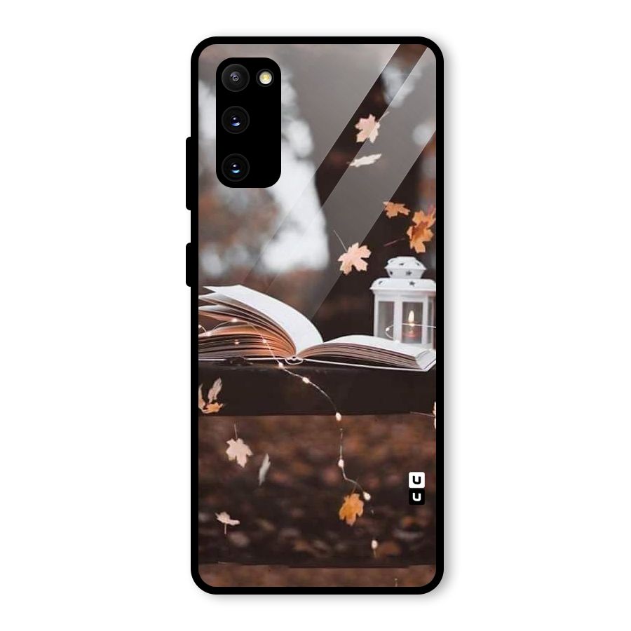 Book and Fall Leaves Glass Back Case for Galaxy S20 FE 5G