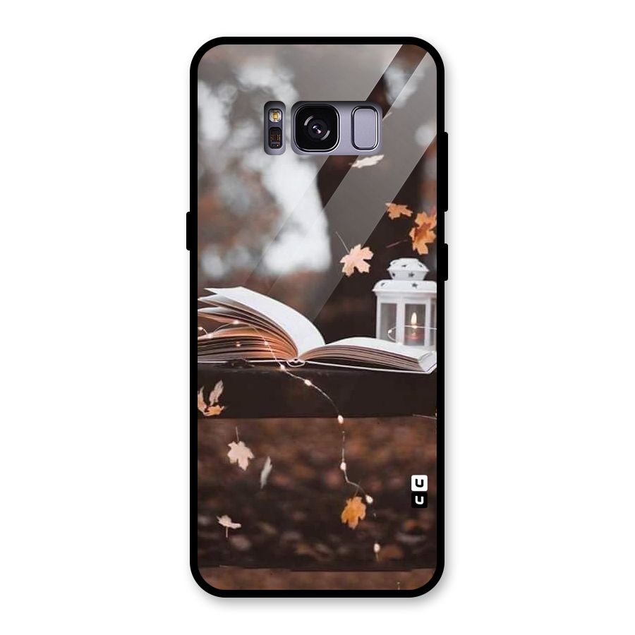 Book and Fall Leaves Glass Back Case for Galaxy S8