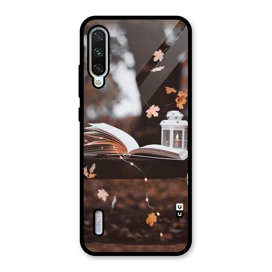 Book and Fall Leaves Glass Back Case for Mi A3