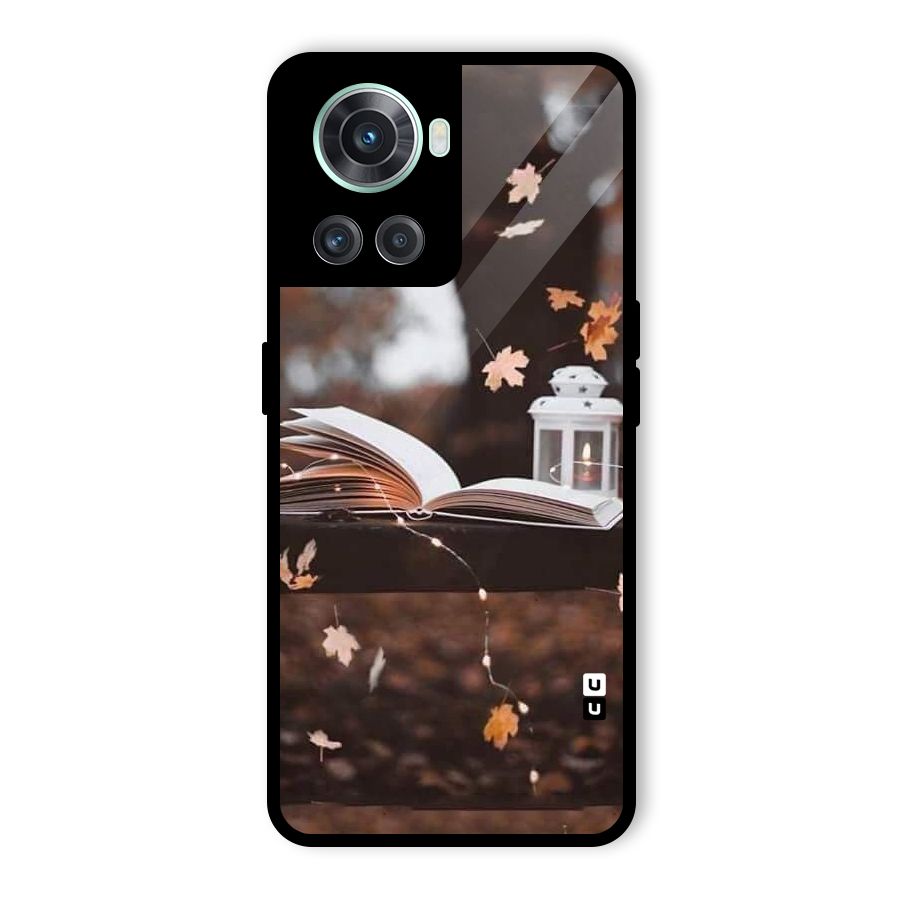 Book and Fall Leaves Glass Back Case for OnePlus 10R