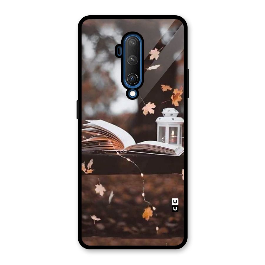 Book and Fall Leaves Glass Back Case for OnePlus 7T Pro