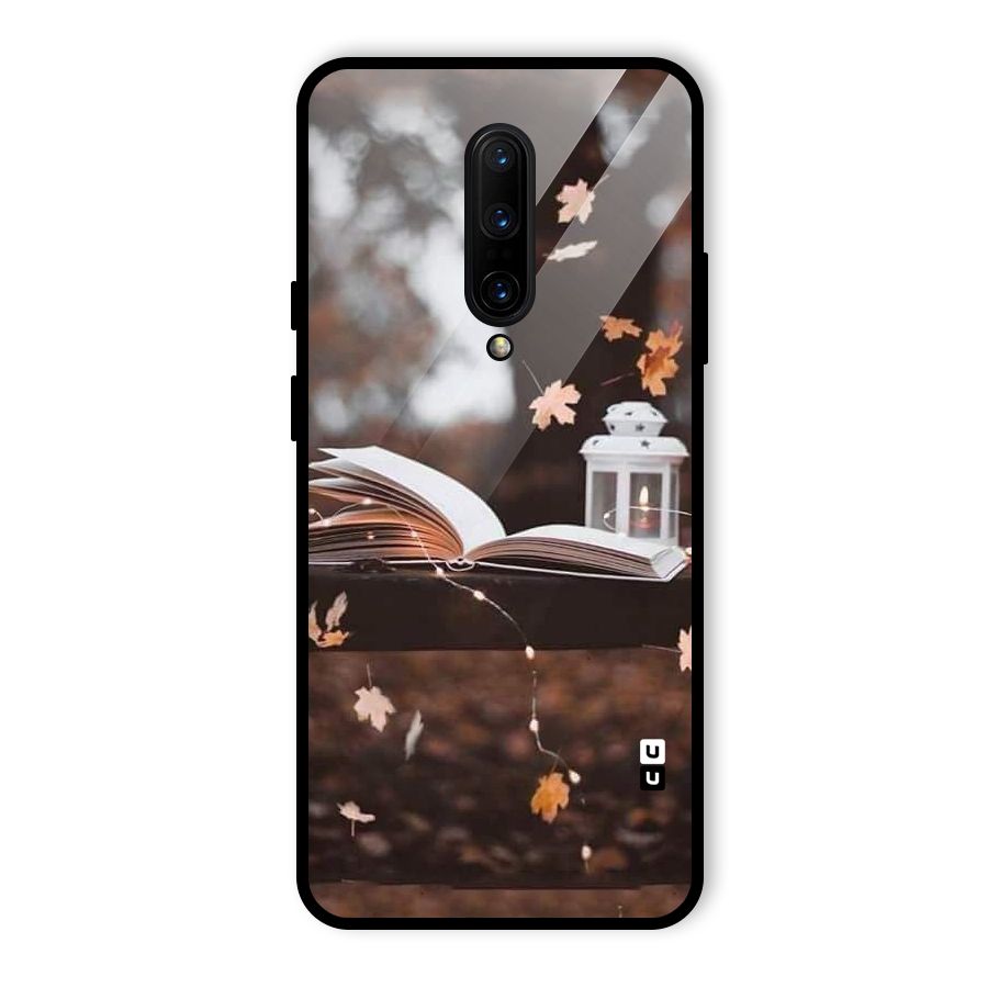 Book and Fall Leaves Glass Back Case for OnePlus 7 Pro