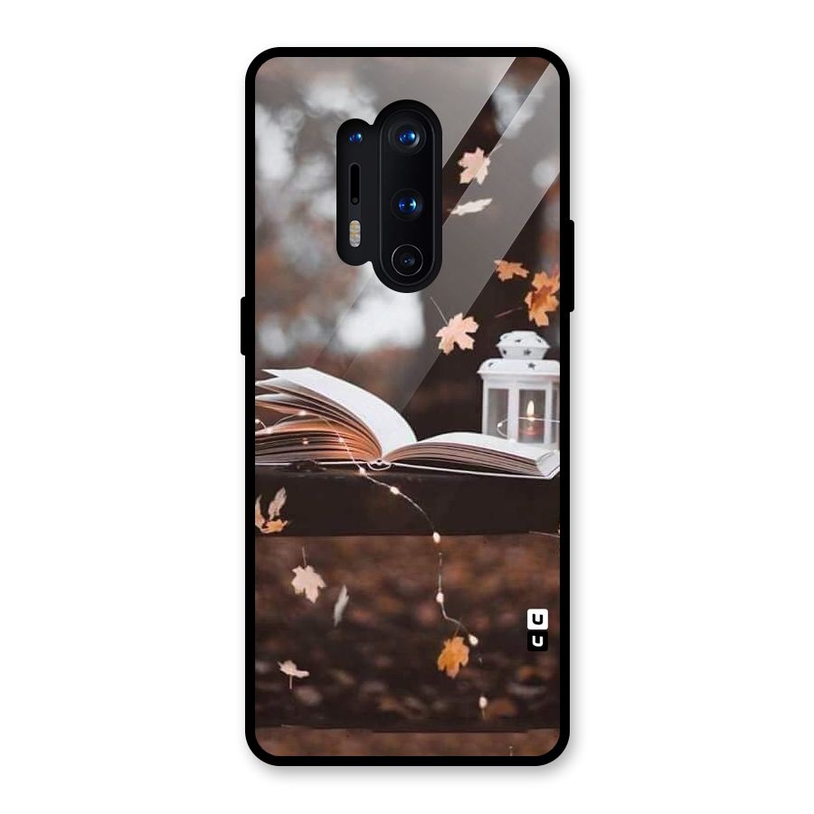 Book and Fall Leaves Glass Back Case for OnePlus 8 Pro