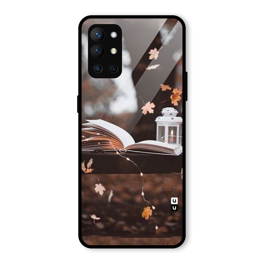 Book and Fall Leaves Glass Back Case for OnePlus 9R