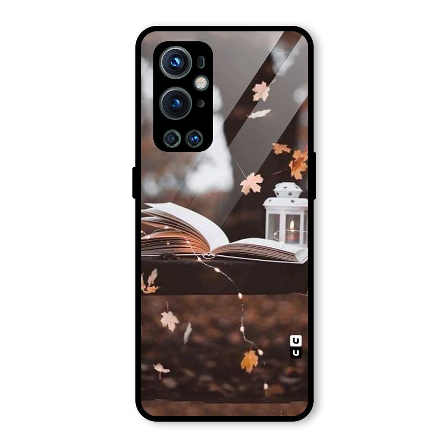 Book and Fall Leaves Glass Back Case for OnePlus 9 Pro