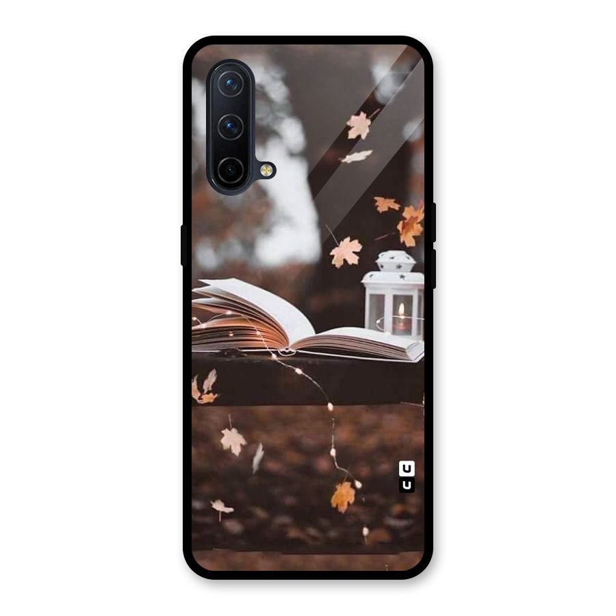 Book and Fall Leaves Glass Back Case for OnePlus Nord CE 5G