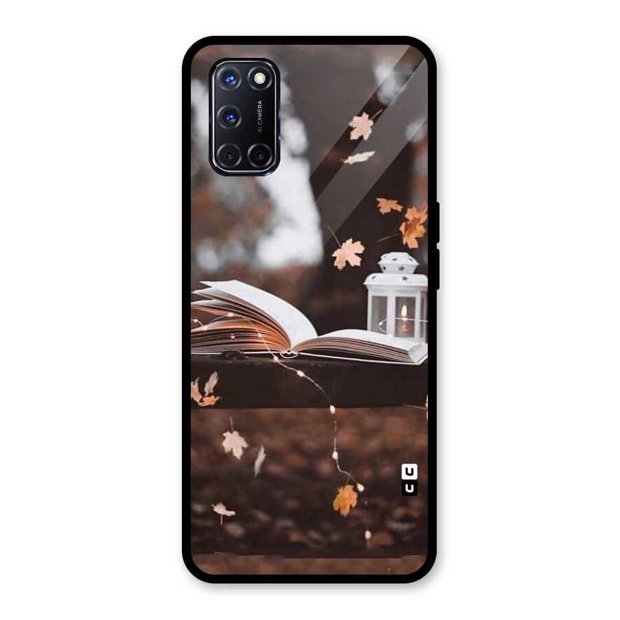 Book and Fall Leaves Glass Back Case for Oppo A52