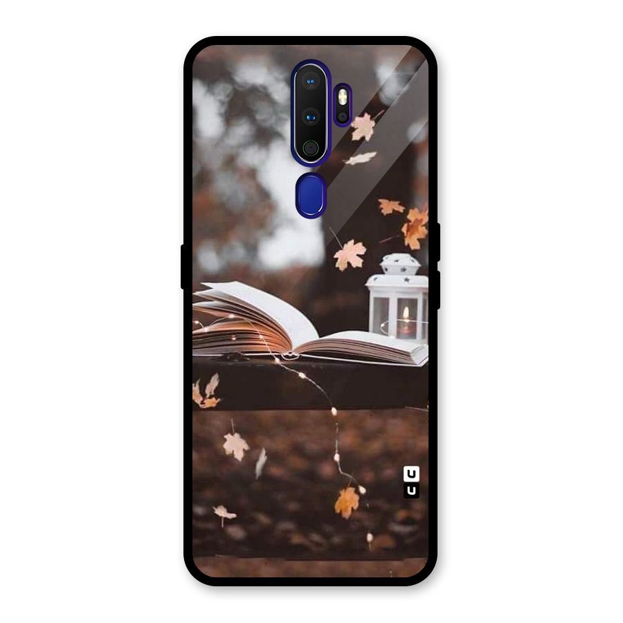 Book and Fall Leaves Glass Back Case for Oppo A9 (2020)