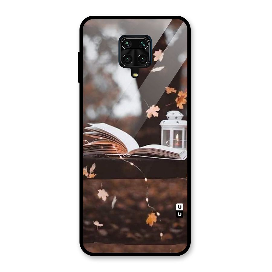 Book and Fall Leaves Glass Back Case for Poco M2 Pro