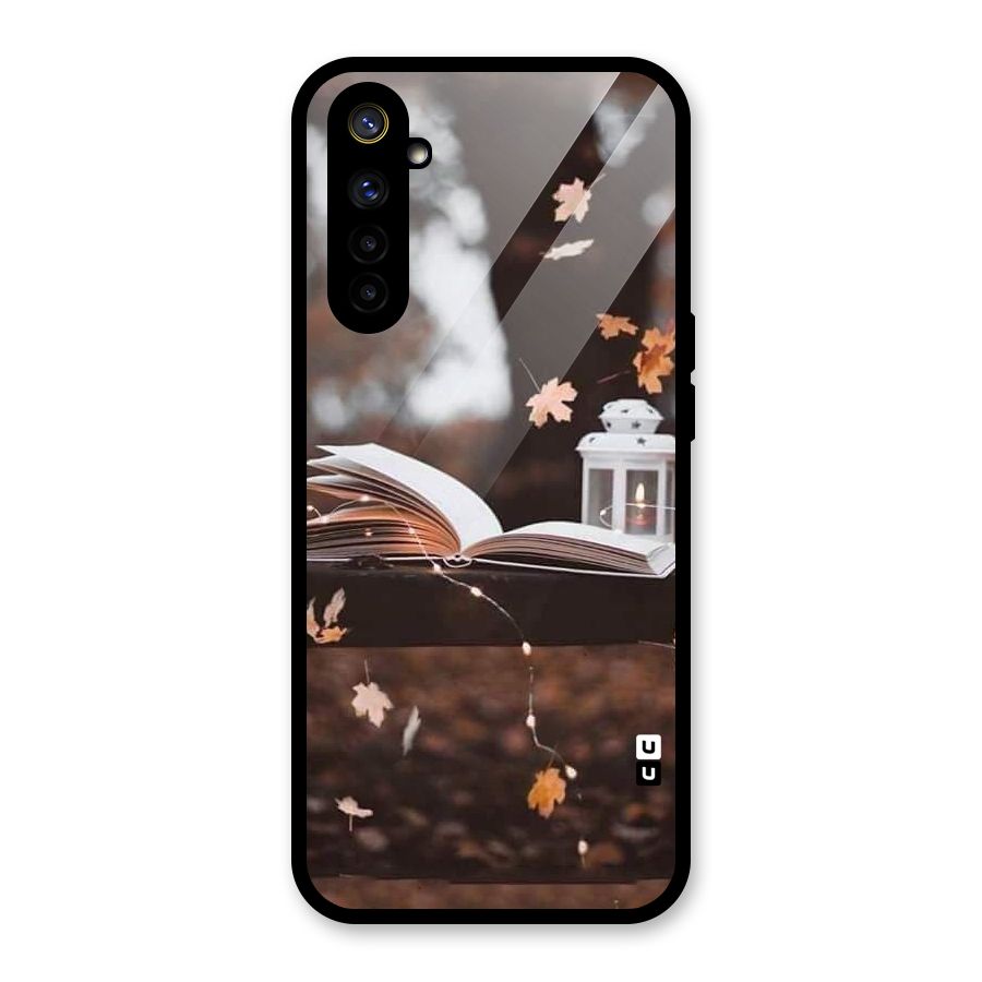Book and Fall Leaves Glass Back Case for Realme 6