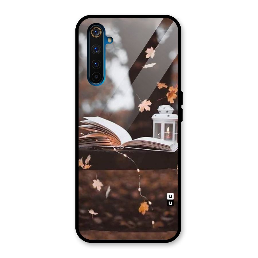 Book and Fall Leaves Glass Back Case for Realme 6 Pro