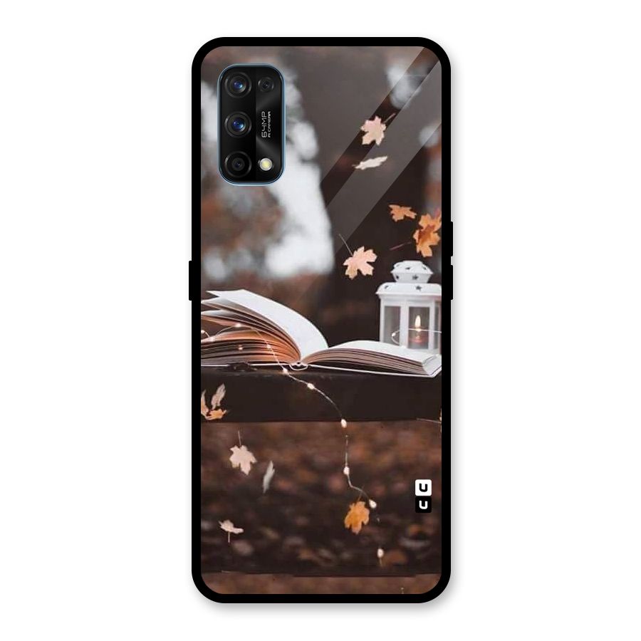 Book and Fall Leaves Glass Back Case for Realme 7 Pro