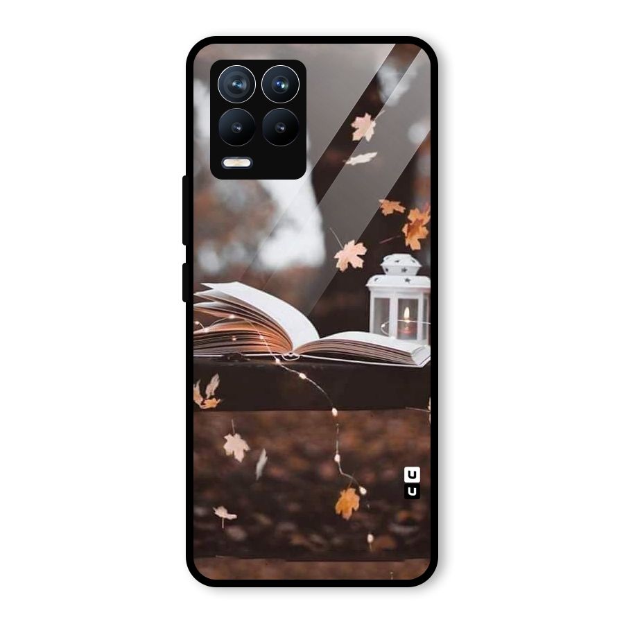 Book and Fall Leaves Glass Back Case for Realme 8 Pro