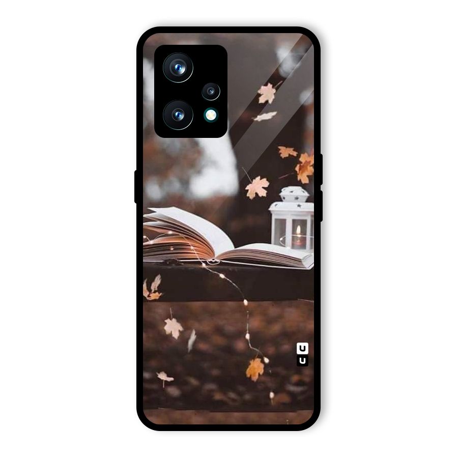 Book and Fall Leaves Glass Back Case for Realme 9 Pro Plus 5G