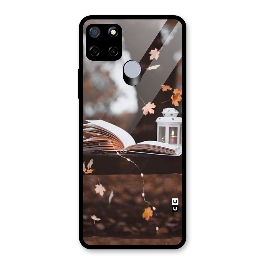 Book and Fall Leaves Glass Back Case for Realme C15