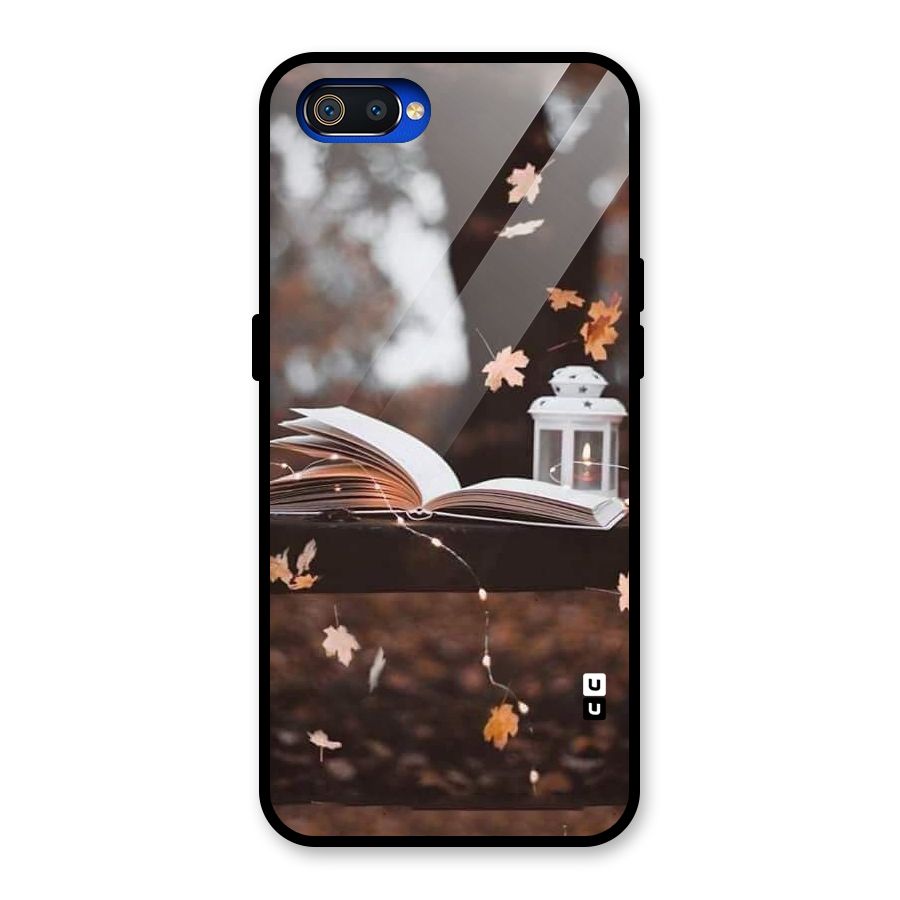 Book and Fall Leaves Glass Back Case for Realme C2