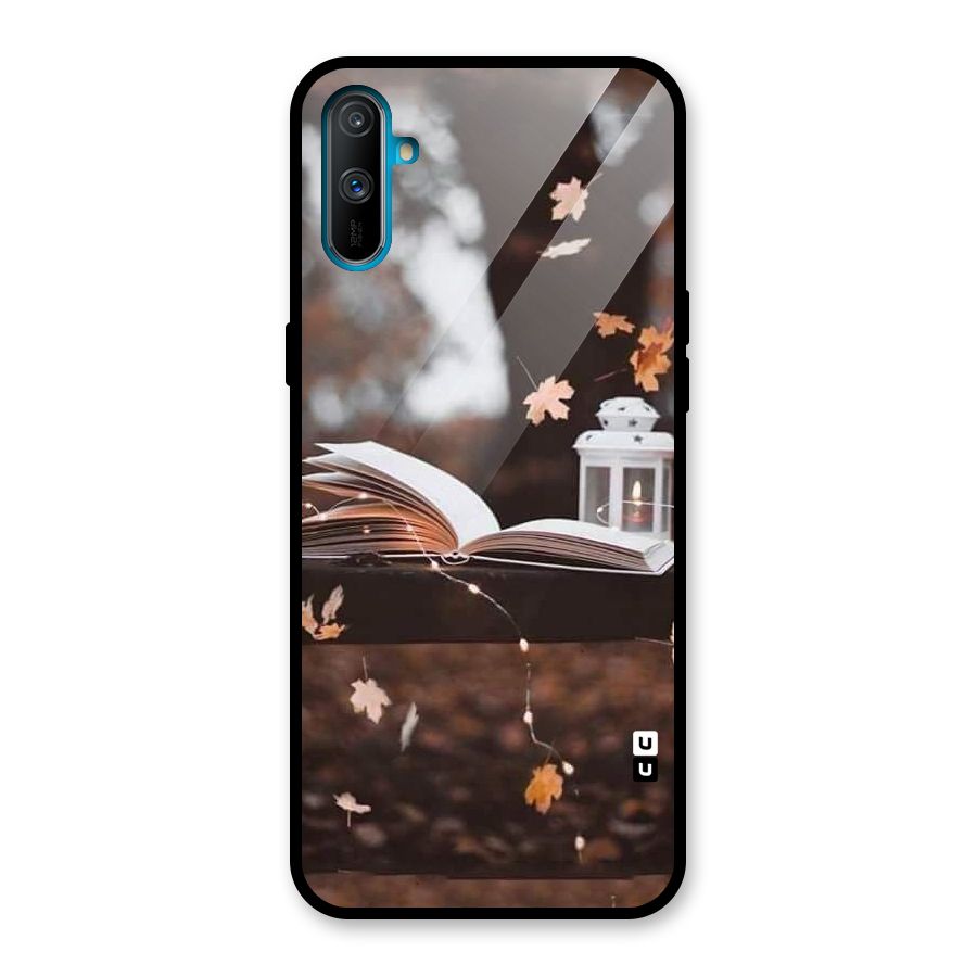 Book and Fall Leaves Glass Back Case for Realme C3