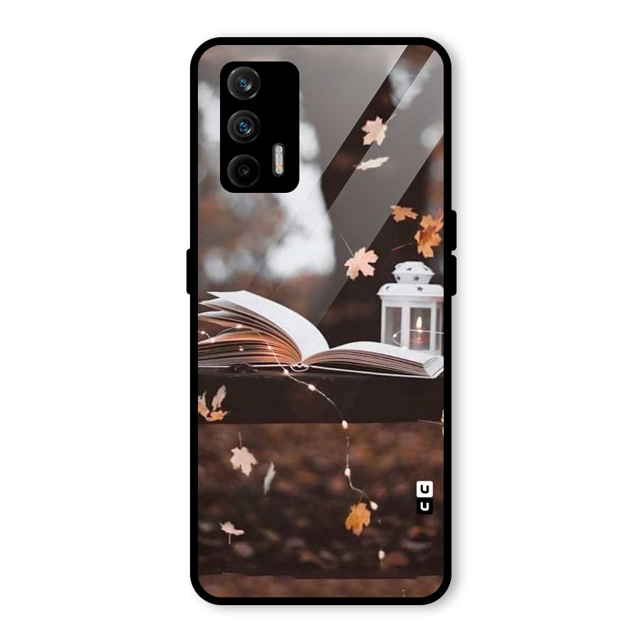 Book and Fall Leaves Glass Back Case for Realme GT 5G