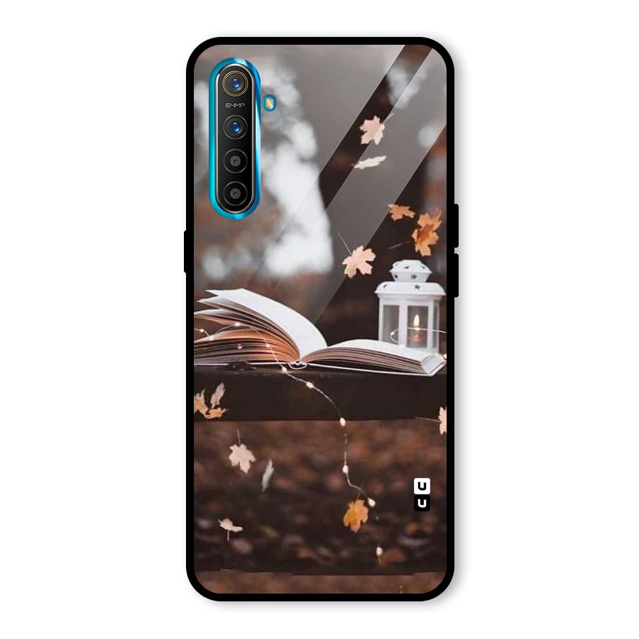 Book and Fall Leaves Glass Back Case for Realme X2