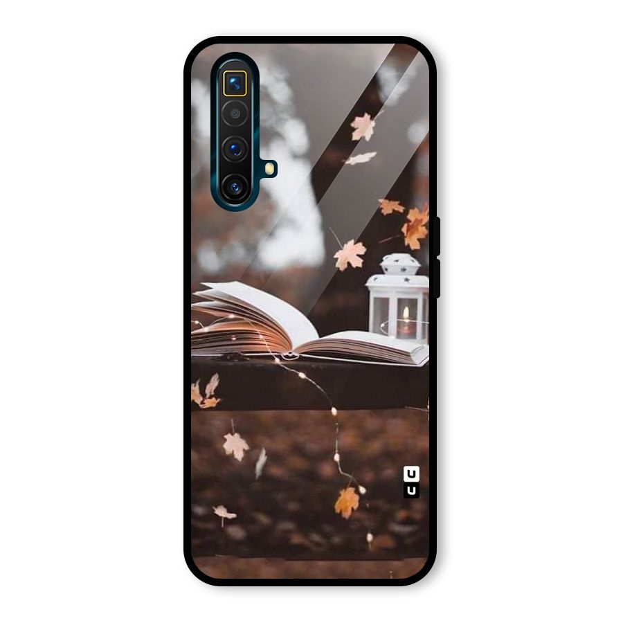 Book and Fall Leaves Glass Back Case for Realme X3 SuperZoom